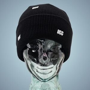Ugg Hat Beanie Black Wool Blend Cuffed Scatter Logo Streetwear Outdoor Gift